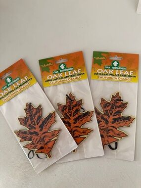 Oak Leaf Car Air Fresheners - Orange & Burgundy Fall Leaves (3 Pack)